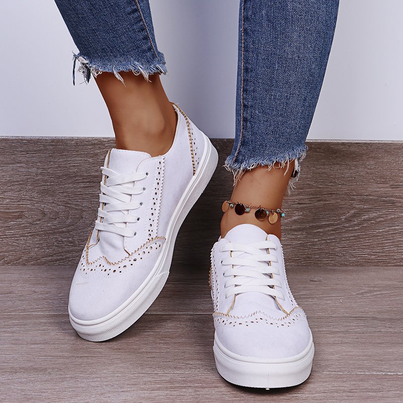 Solid Color Lace Up Fashion Casual Shoes
