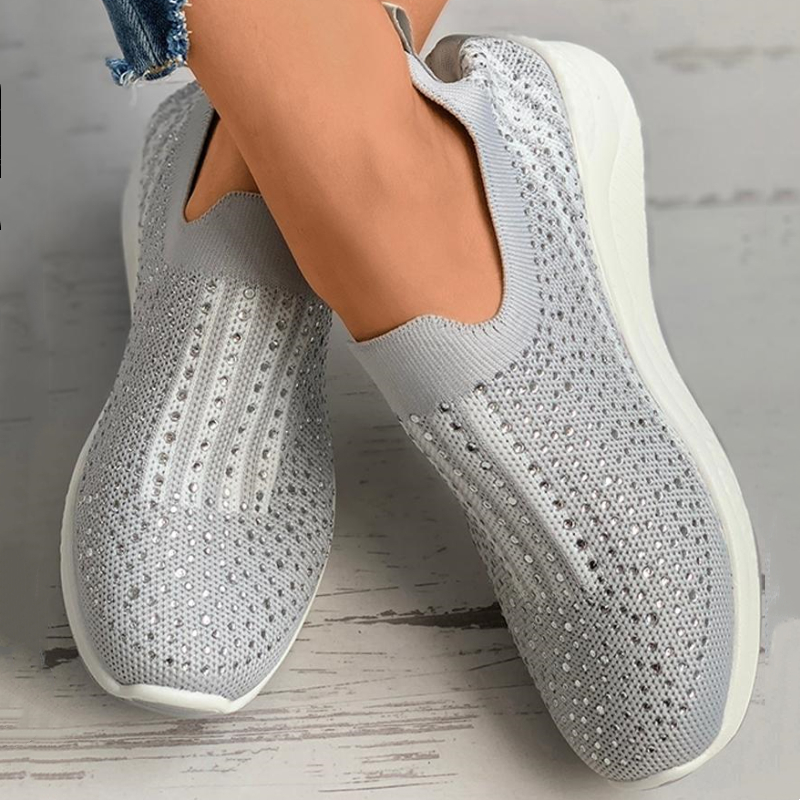 Rhinestone Colorblock Knit Wedge Sneaker