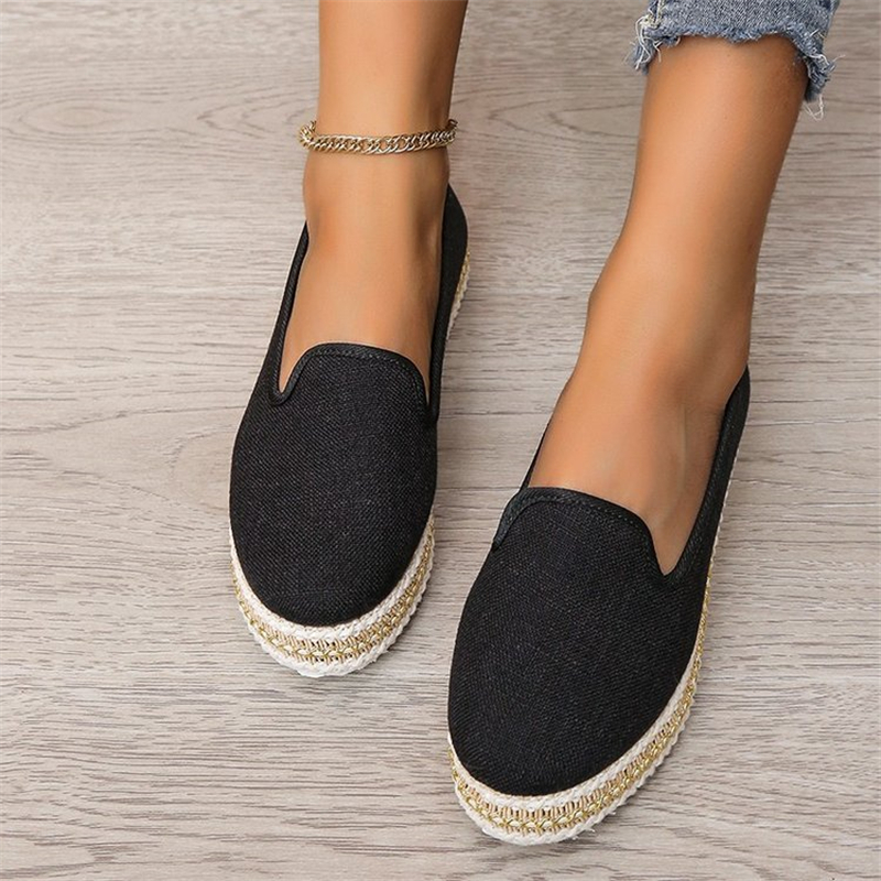 Ladies Retro Round Toe Cotton And Linen Casual Shoes