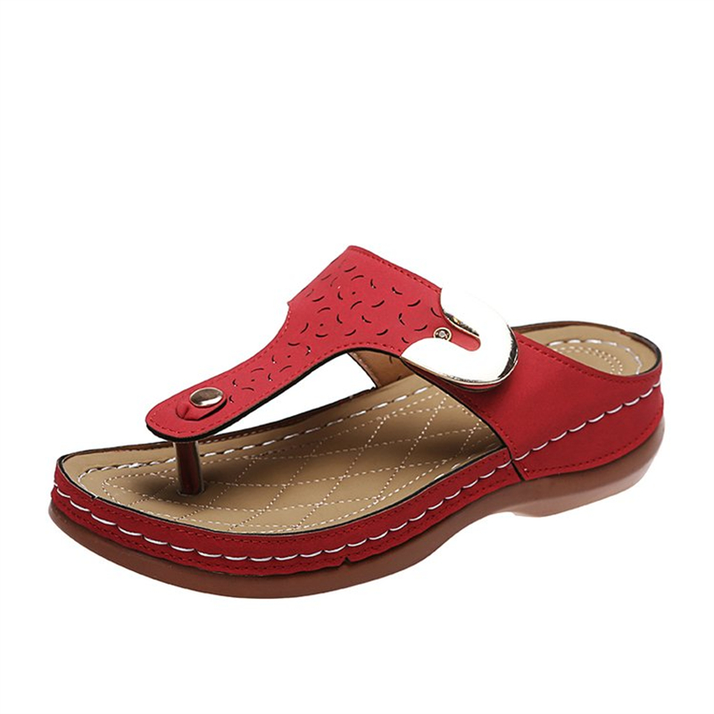 Women's Retro Round T-strap Beach Slippers