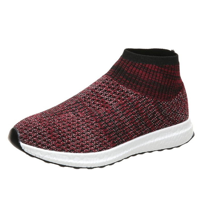 Ladies Round Toe Knit Sneakers