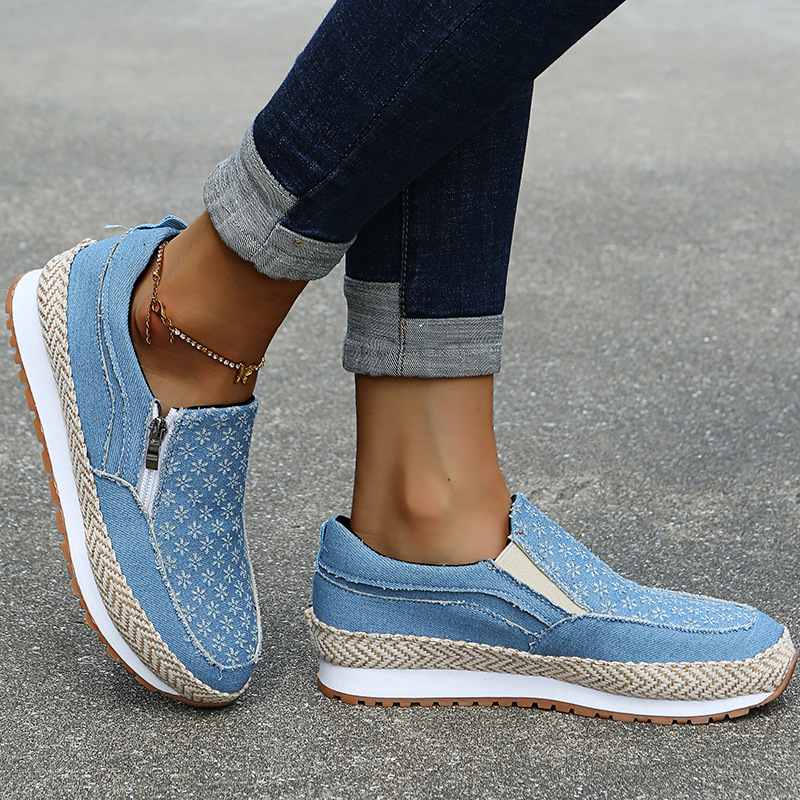 Round Toe Low Top Fashion Casual Side Zipper Flats
