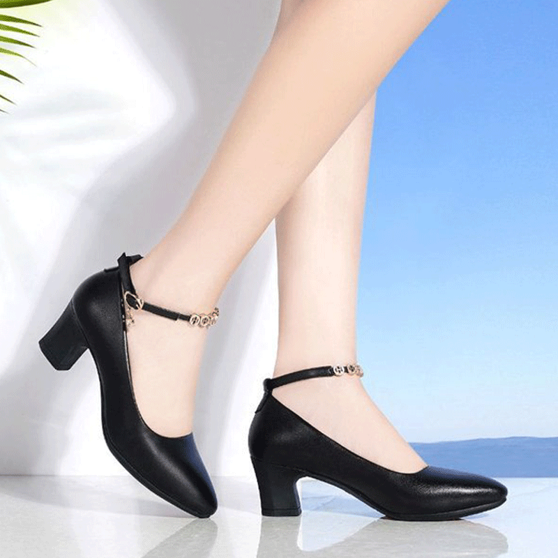 Fashion casual thick heel women's single shoes