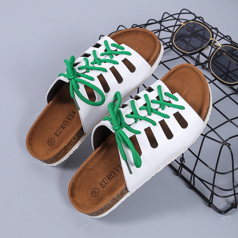 Beach Flat Lace-Up Slippers