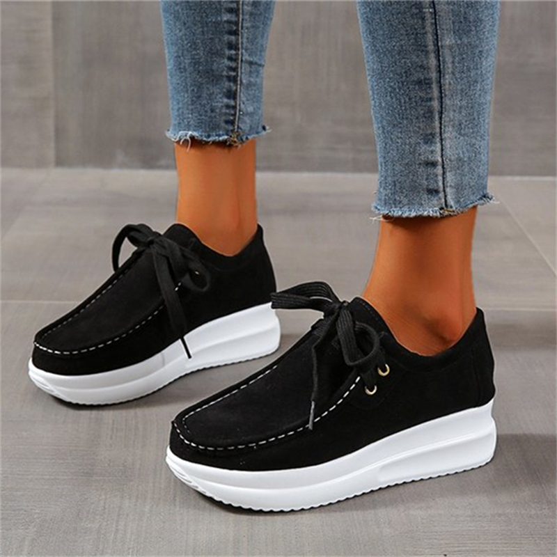 Ladies Round-toe Suede Strappy Platform Shoes