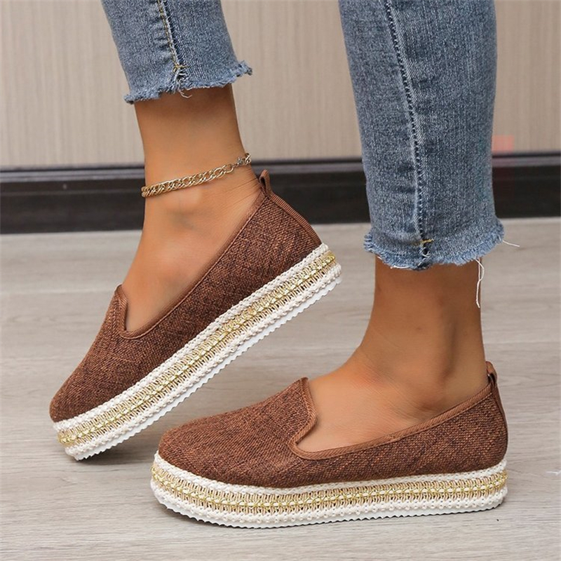 Ladies Retro Round Toe Cotton And Linen Casual Shoes