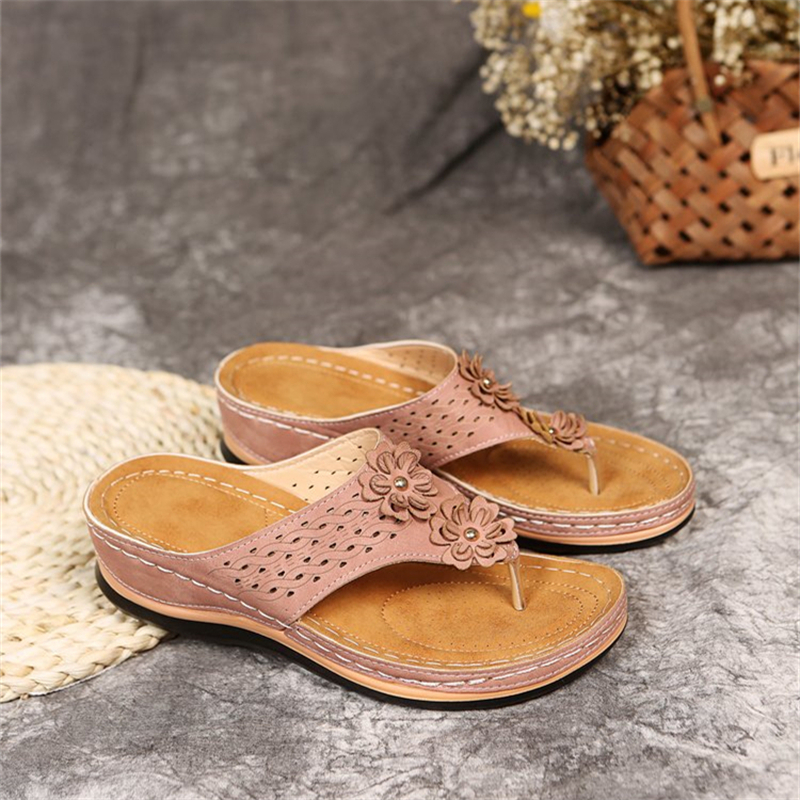Round Head Ethnic Style Wedge Slippers