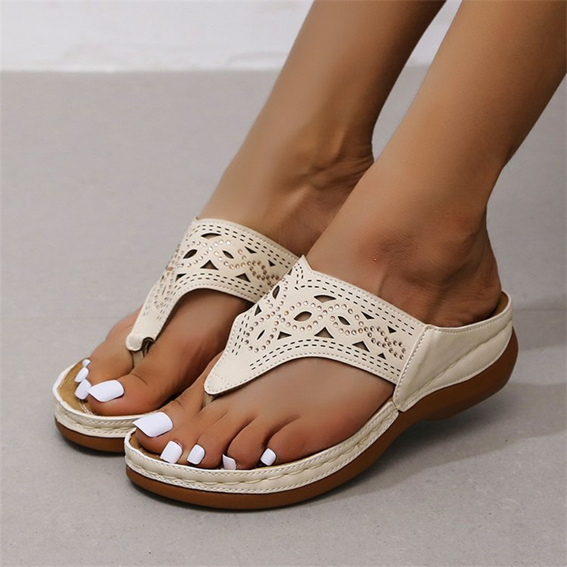 Ethnic Style Round Head Hot Brick Thick Bottom Slippers