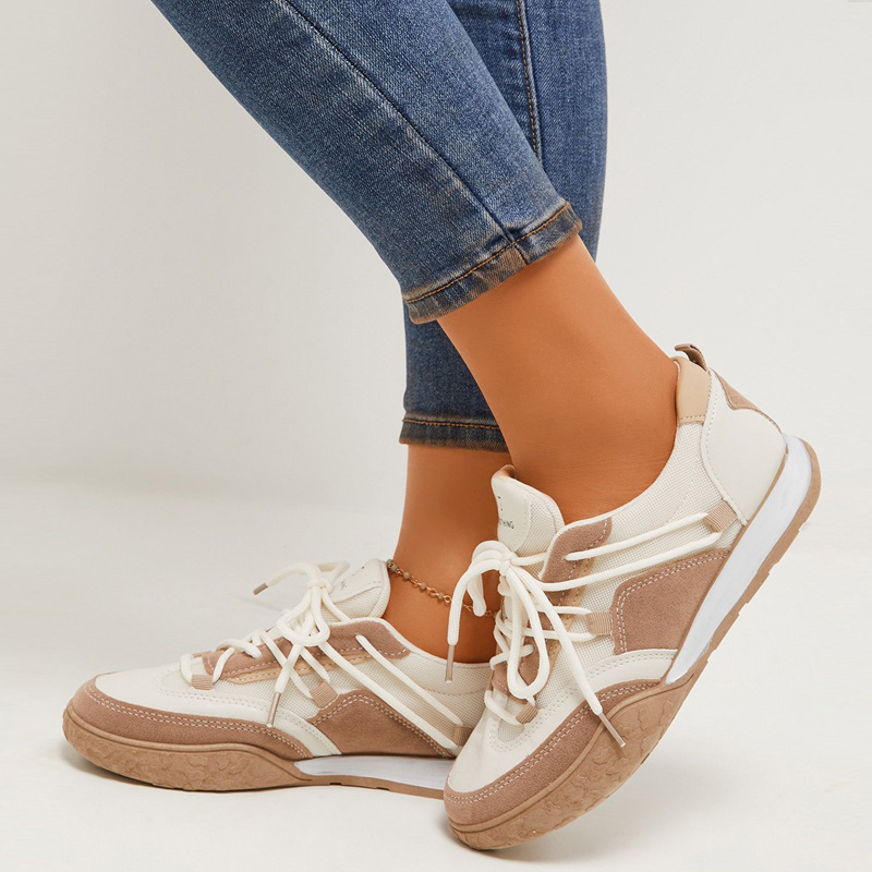 Ladies Stylish Round Toe Suede Lace-Up Sneakers