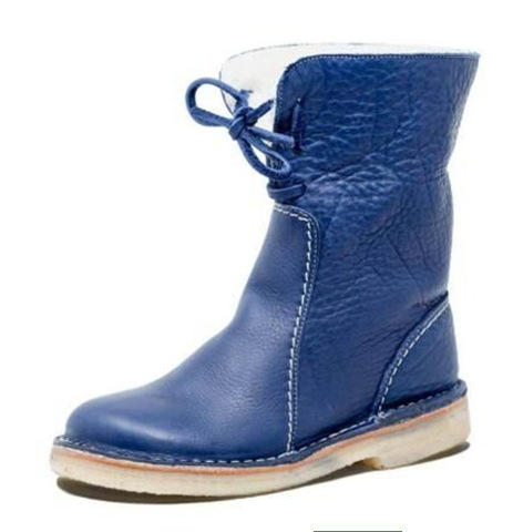 Round Toe Plus Velvet Lace-up Flat Casual Shoes Short Boots Snow Boots