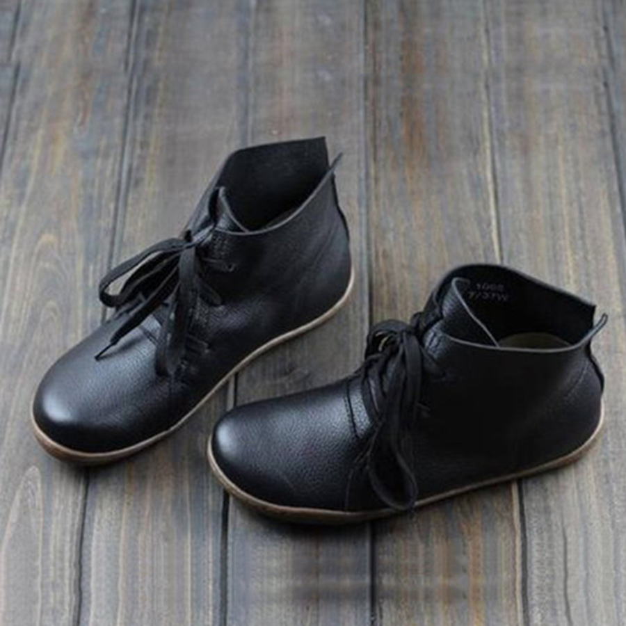 Plain Flat Round Toe Casual Outdoor  Flat Boots