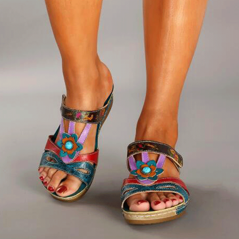 Ethnic style flower sandals
