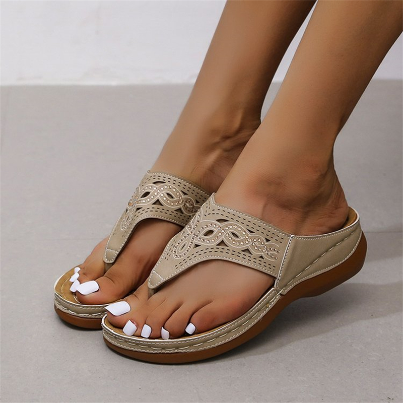 Ethnic Style Round Head Hot Brick Thick Bottom Slippers