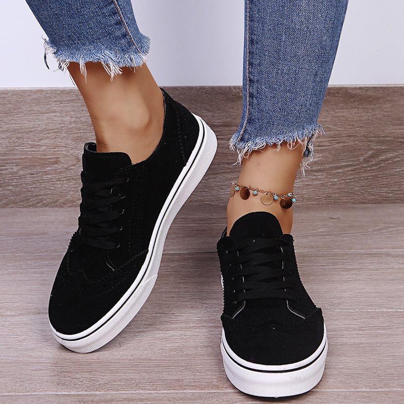 Solid Color Lace Up Fashion Casual Shoes