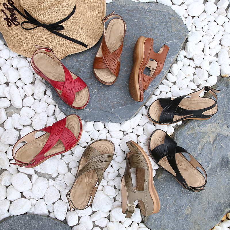Women's vintage bohemian wedge sandals