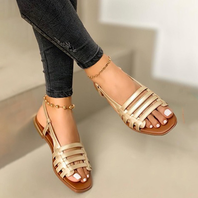 Womens flat bottom round sandals