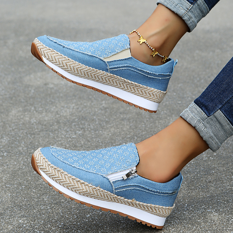 Round Toe Low Top Fashion Casual Side Zipper Flats