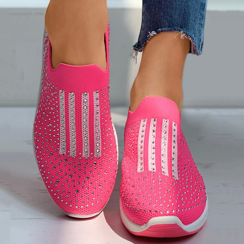 Rhinestone Colorblock Knit Wedge Sneaker