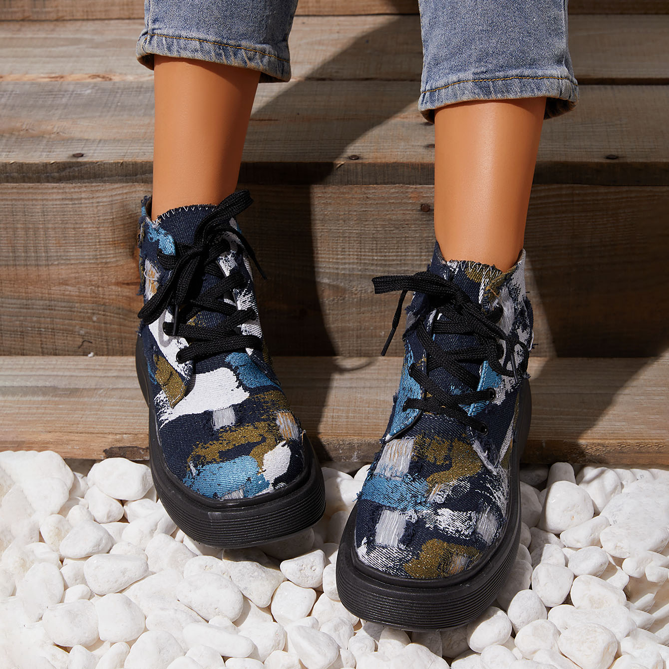 British Style Camouflage Martin Boots