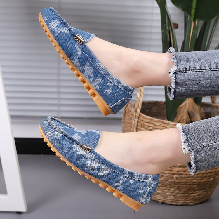 Womens Casual Flat Denim Shallow Shoes