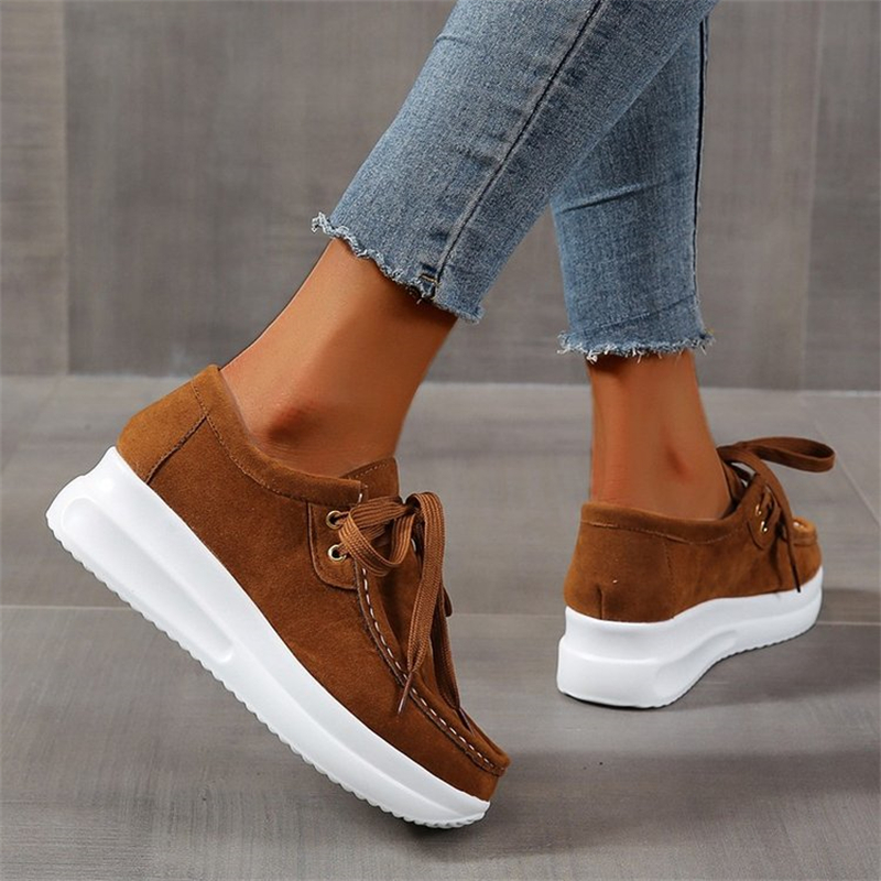 Ladies Round-toe Suede Strappy Platform Shoes
