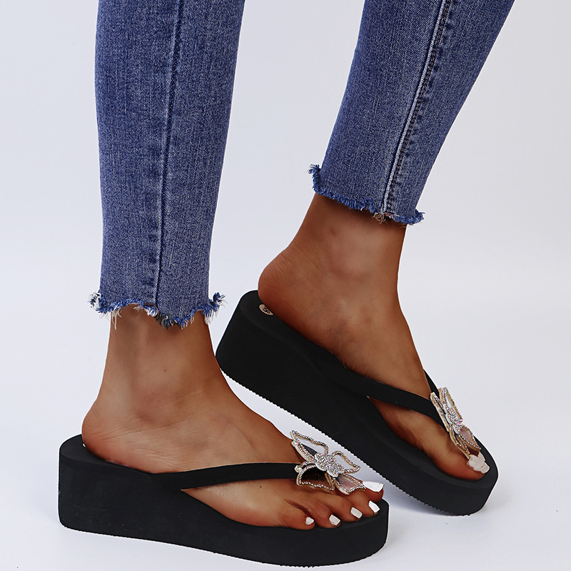 Platform Flip-Flops Butterfly Wedge Beach Sandals