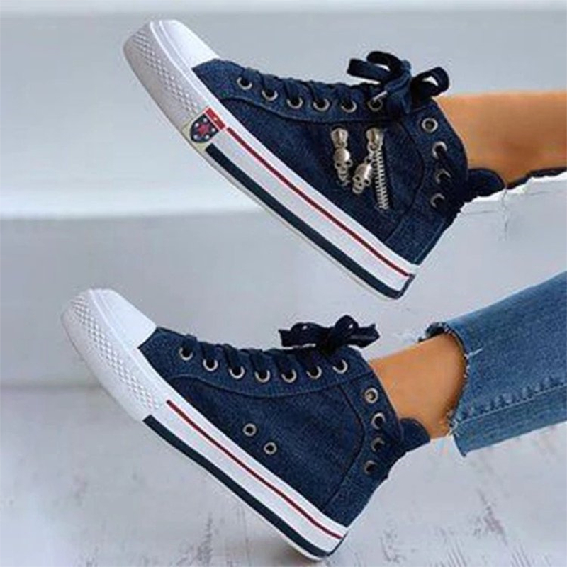 Ladies Vintage Round Toe Canvas Skull Decorative Canvas Shoes
