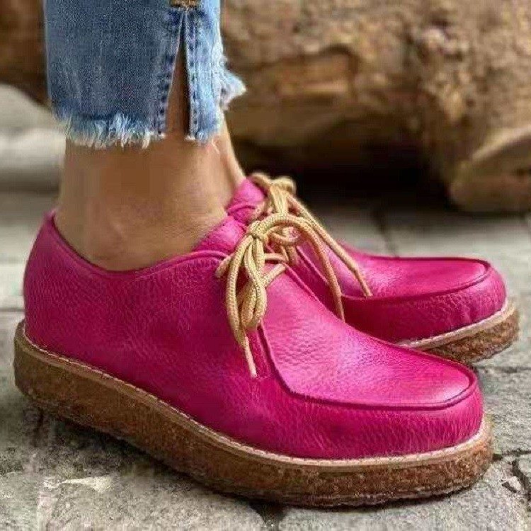 Casual Bullock Thick Soled Ladies Leather Shoes