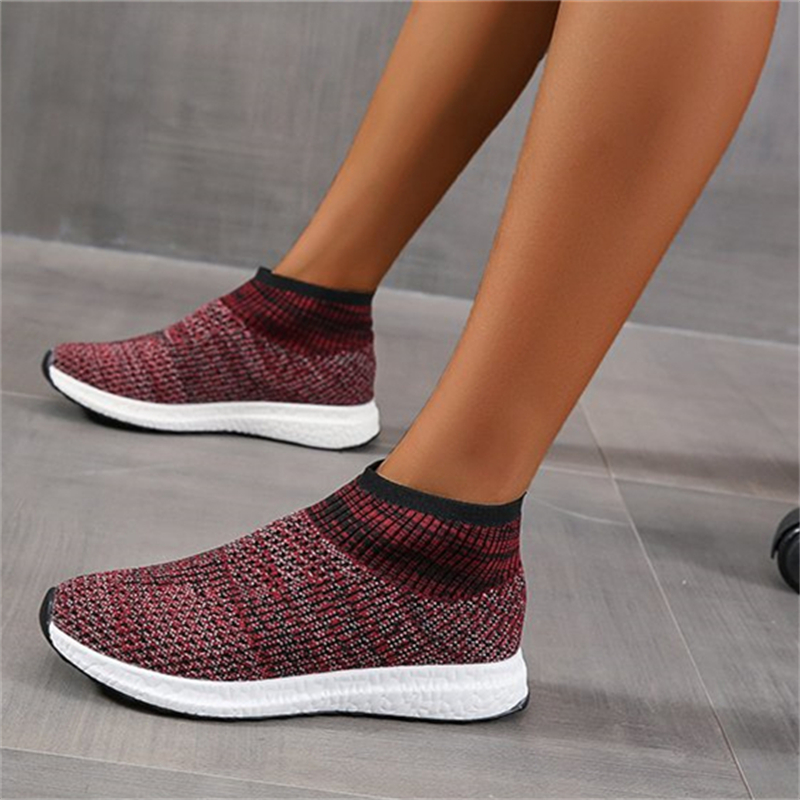 Ladies Round Toe Knit Sneakers