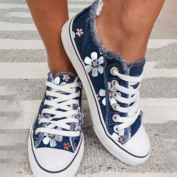 Women's Casual Fashion Floral Flat Canvas Shoes