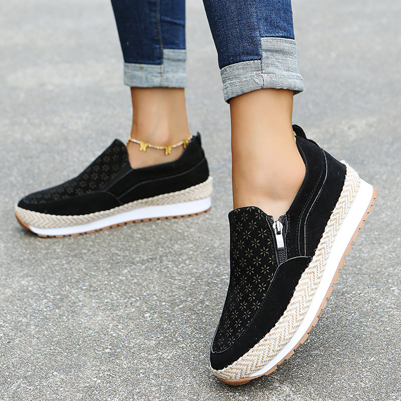 Round Toe Low Top Fashion Casual Side Zipper Flats