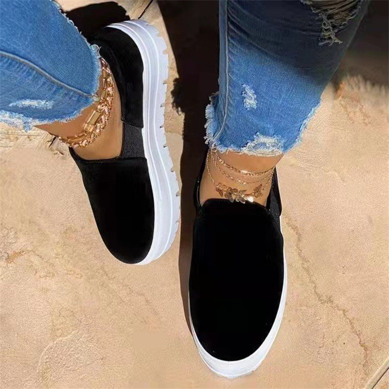 Ladies Stylish Round Toe Suede Sneakers