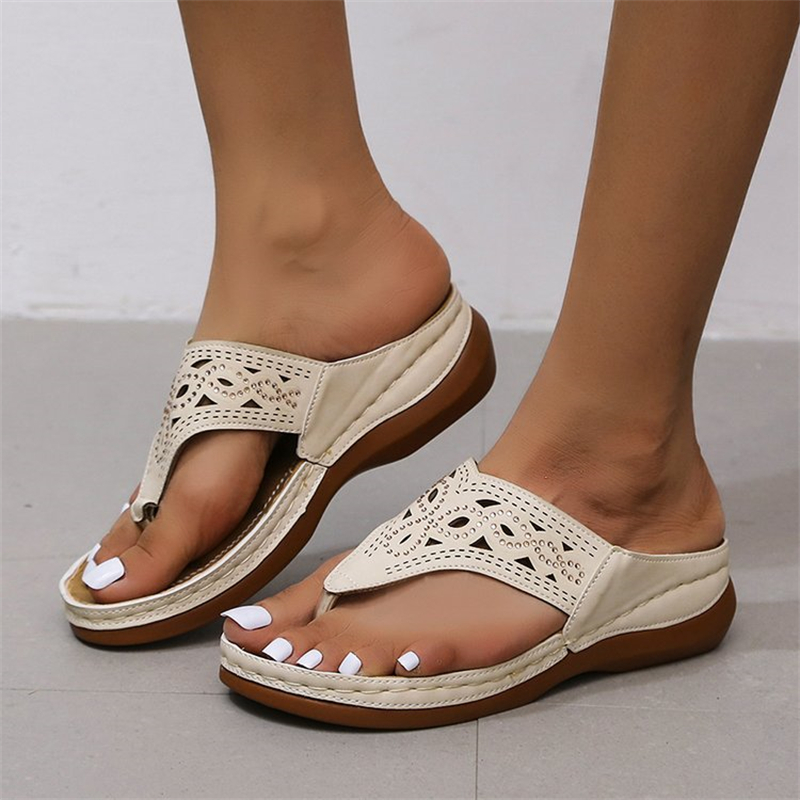 Ethnic Style Round Head Hot Brick Thick Bottom Slippers