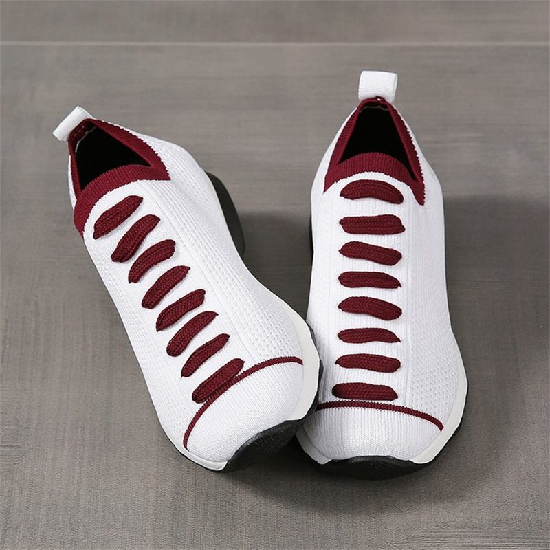 Ladies Round Toe Knit Sneakers