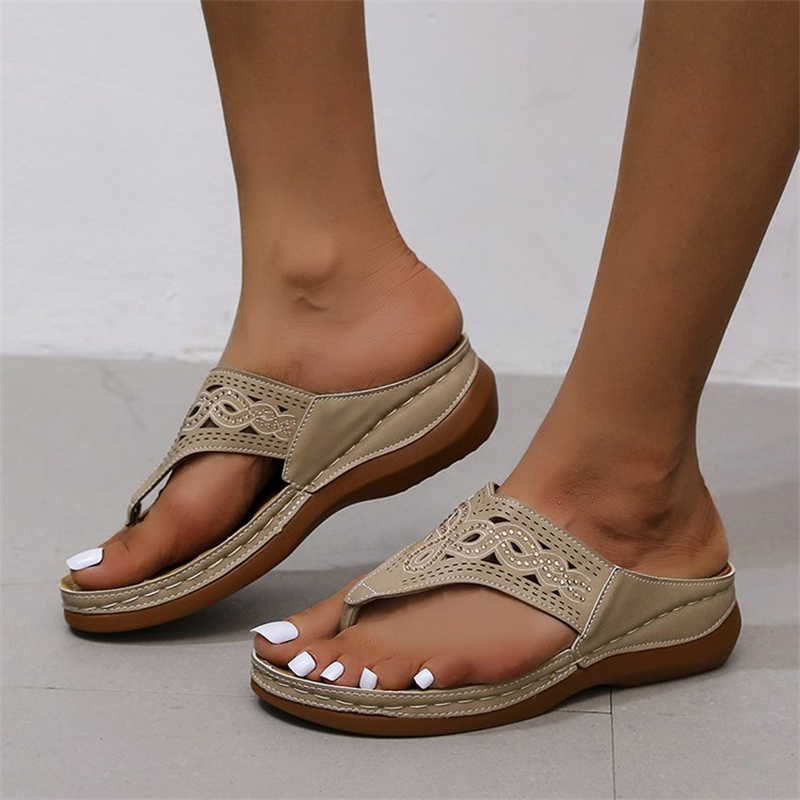 Ethnic Style Round Head Hot Brick Thick Bottom Slippers
