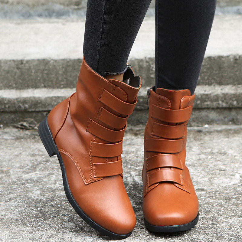 Autumn And Winter Fashion Mid-tube Round Toe Boots
