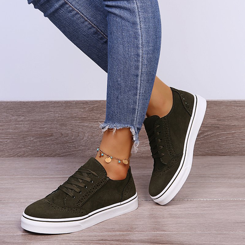 Solid Color Lace Up Fashion Casual Shoes