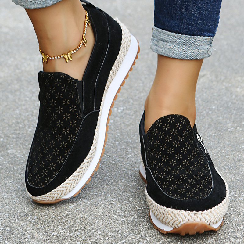 Round Toe Low Top Fashion Casual Side Zipper Flats