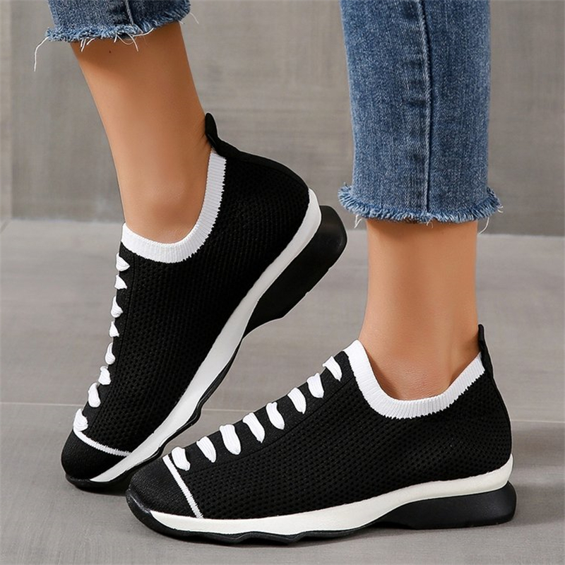 Ladies Round Toe Knit Sneakers