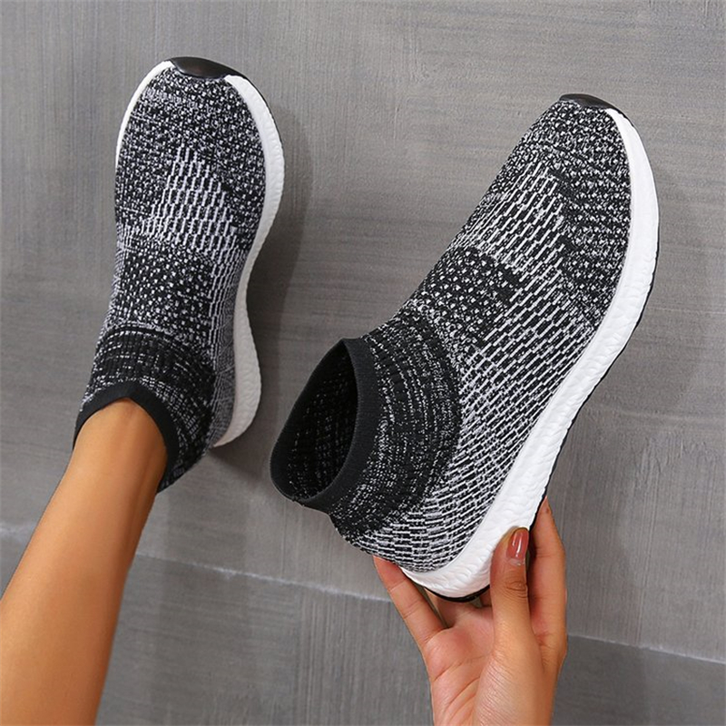 Ladies Round Toe Knit Sneakers