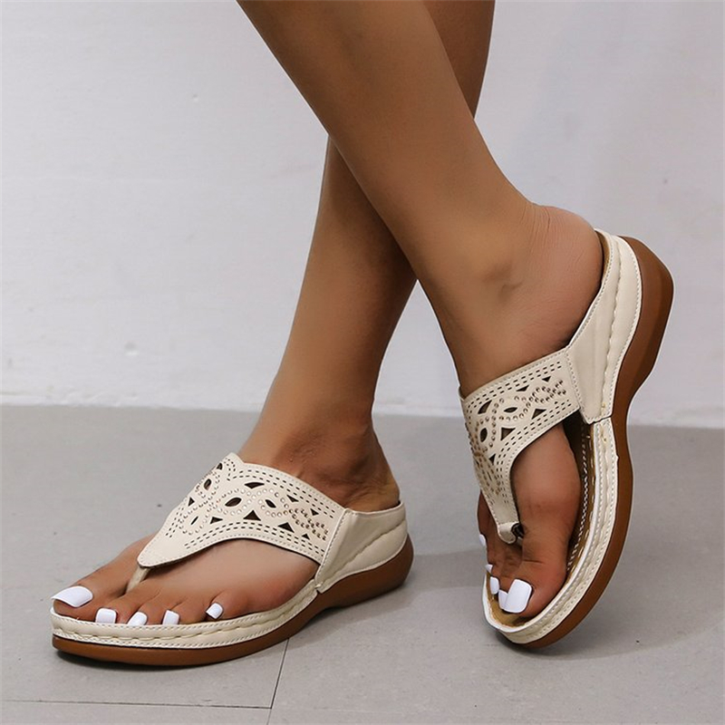 Ethnic Style Round Head Hot Brick Thick Bottom Slippers