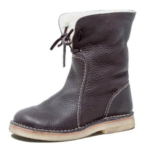 Round Toe Plus Velvet Lace-up Flat Casual Shoes Short Boots Snow Boots