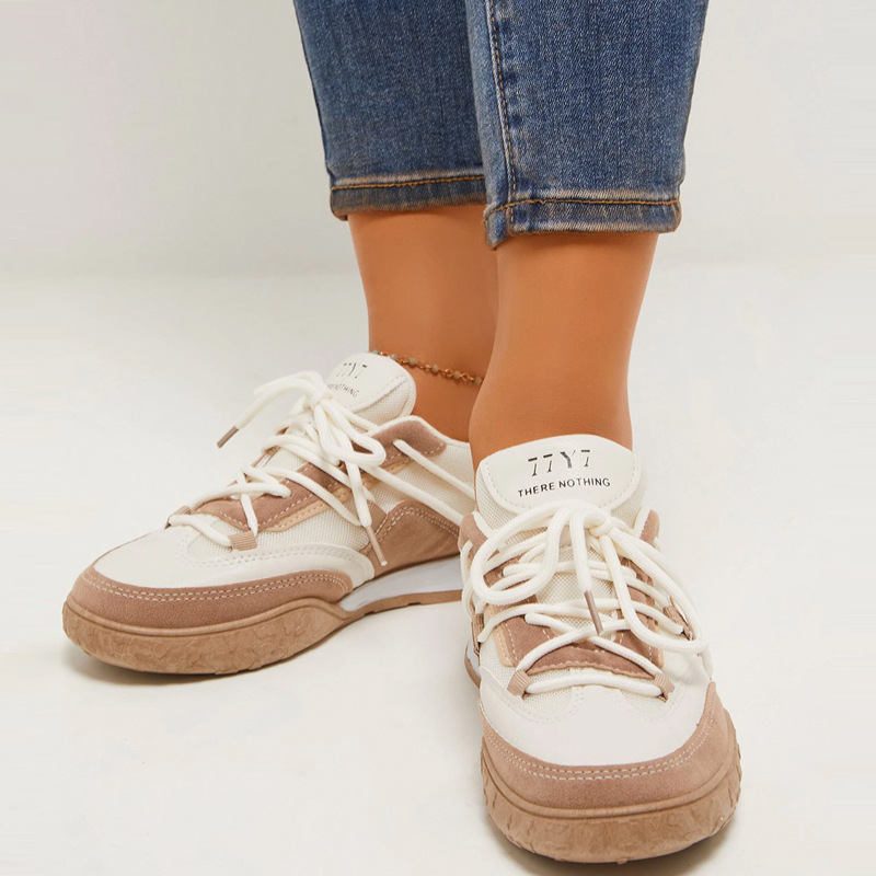 Ladies Stylish Round Toe Suede Lace-Up Sneakers