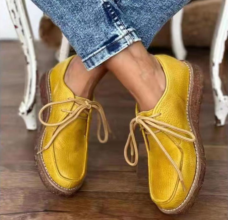 Casual Bullock Thick Soled Ladies Leather Shoes