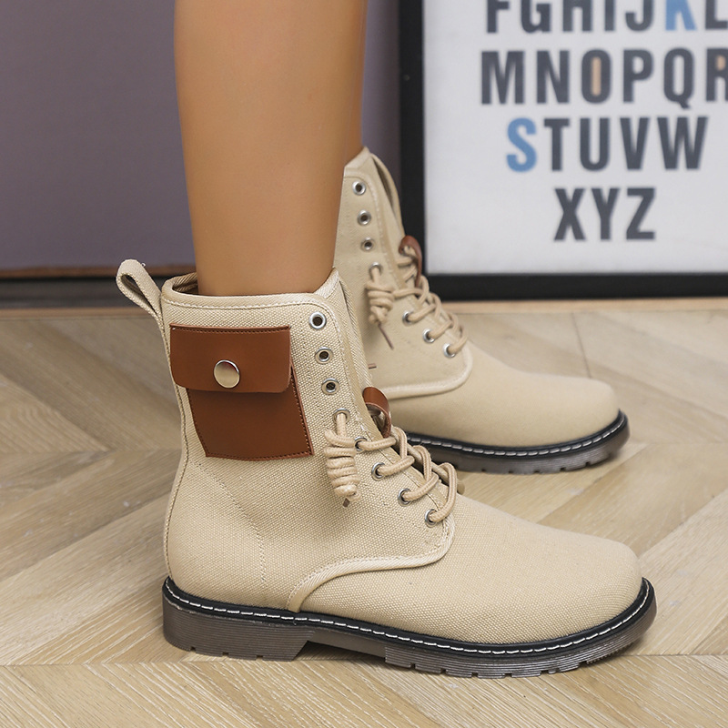 Heavy-soled Breeches Lace-up Side-packed Martin Boot