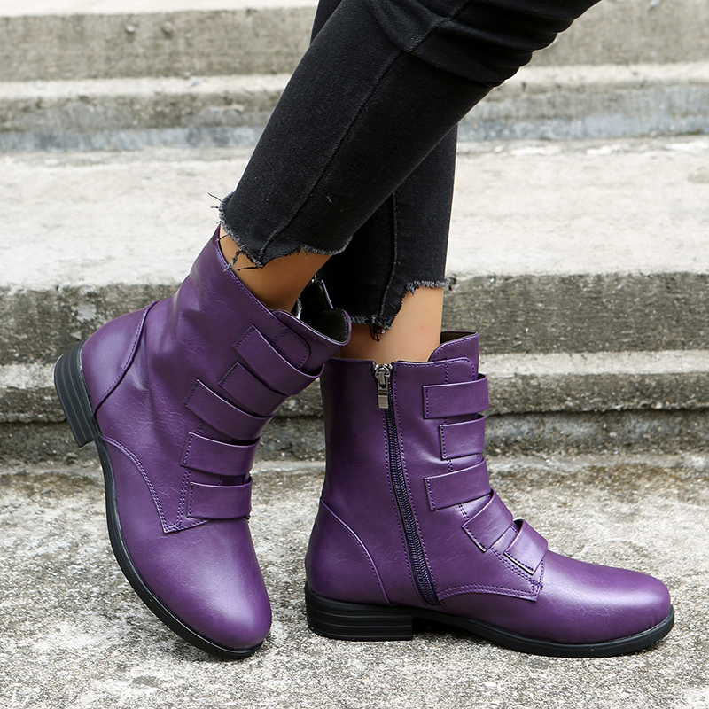 Autumn And Winter Fashion Mid-tube Round Toe Boots