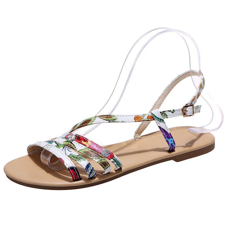 Animal-print Strappy Slip-on Leather Sandals