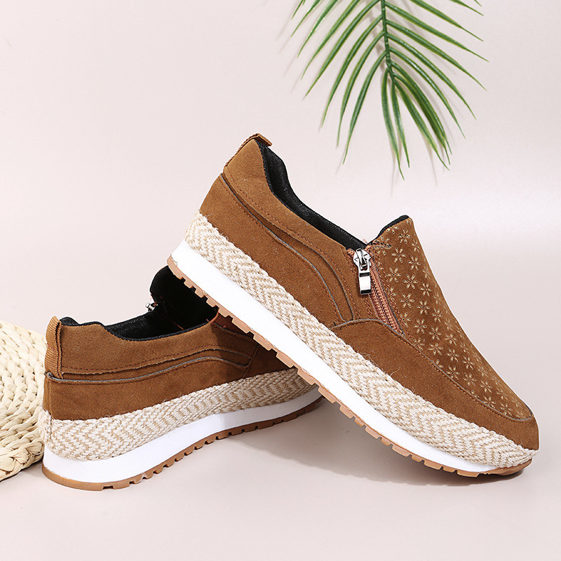 Round Toe Low Top Fashion Casual Side Zipper Flats