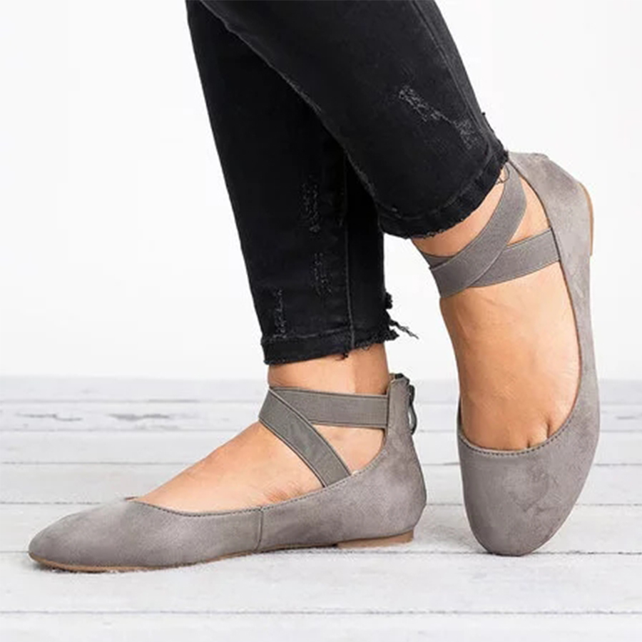 Plain  Flat  Velvet  Ankle Strap  Round Toe  Basic Date Comfort Flats