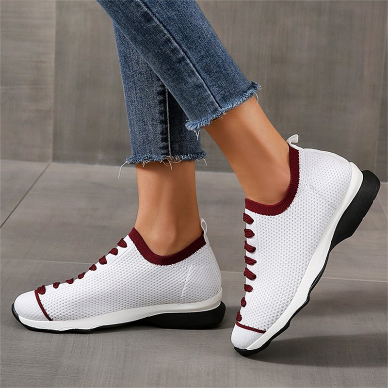 Ladies Round Toe Knit Sneakers